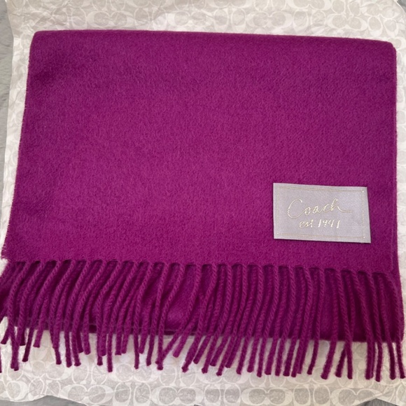 Coach Wool & Cashmere Fringed Scarf - Picture 7 of 7